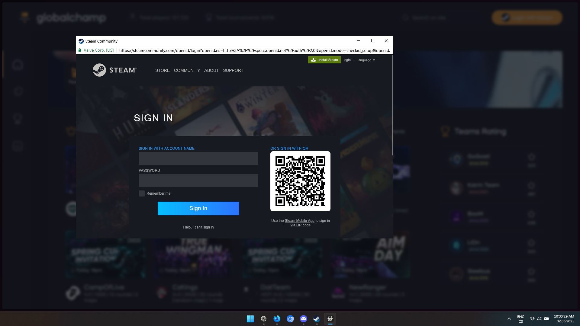 Fake Steam window